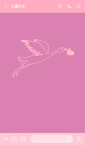 [LINE着せ替え] 鳥とハート オーキッドピンクの画像2