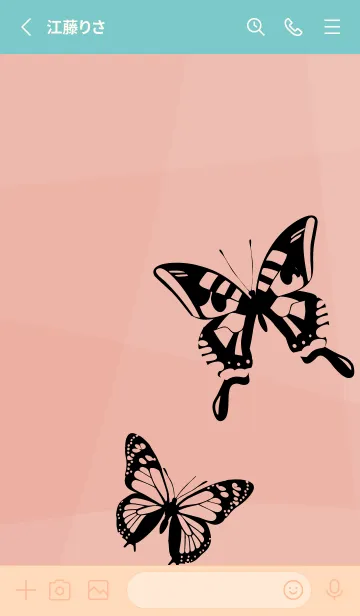 [LINE着せ替え] pink & light blue 蝶のシルエットの画像2