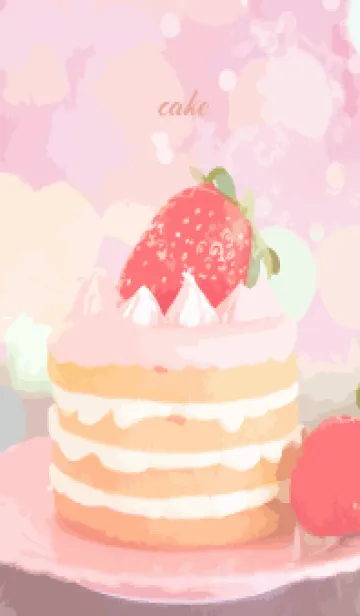 [LINE着せ替え] pink & blue いちごのケーキの画像1