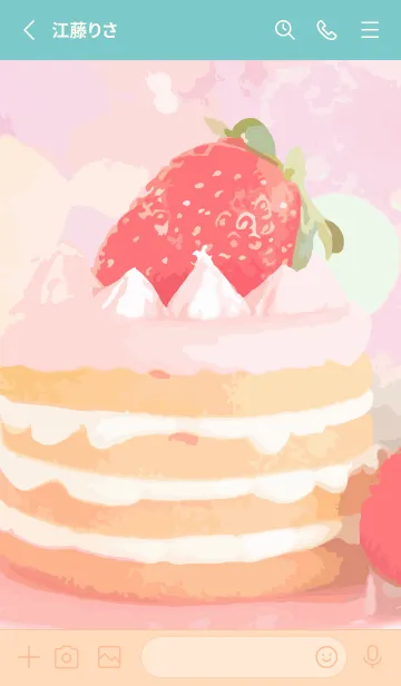 [LINE着せ替え] pink & blue いちごのケーキの画像2