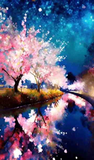 [LINE着せ替え] 美しい夜桜の着せかえ#466の画像1