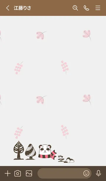 [LINE着せ替え] Little Panda pattern(Brown)の画像2