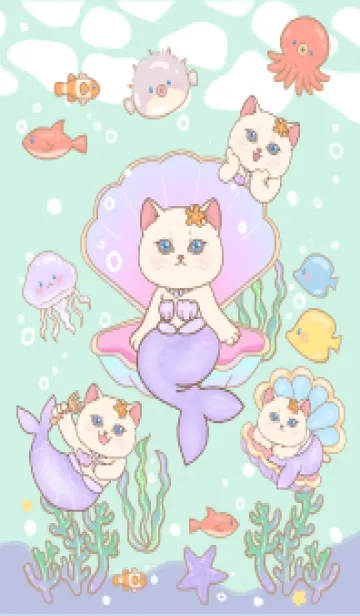 [LINE着せ替え] Cat mermaid Summer 5の画像1