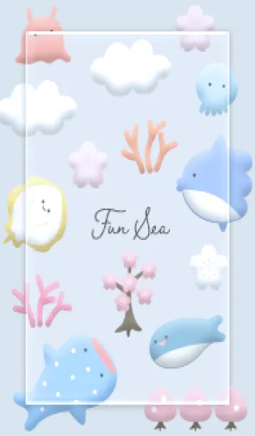 [LINE着せ替え] blue 可愛いぷっくりお魚15_1の画像1