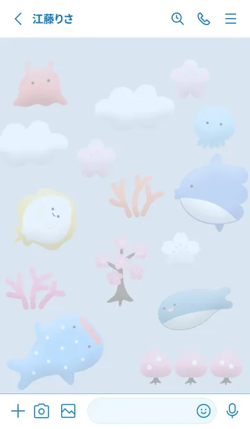 [LINE着せ替え] blue 可愛いぷっくりお魚15_1の画像2