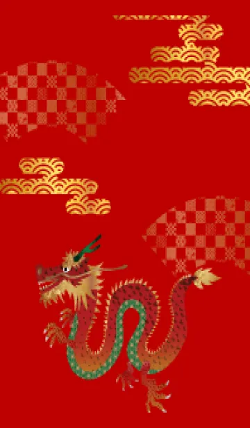 [LINE着せ替え] 赤い龍 赤とベージュの画像1