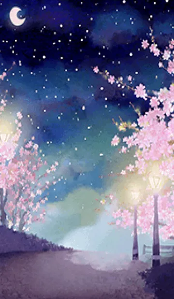 [LINE着せ替え] 美しい夜桜の着せかえ#482の画像1