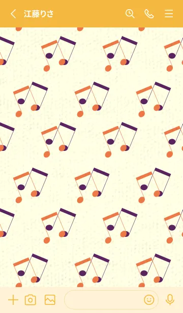 [LINE着せ替え] 2連符柄  黄丹の画像2