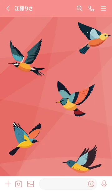 [LINE着せ替え] red かわいい小鳥の画像2