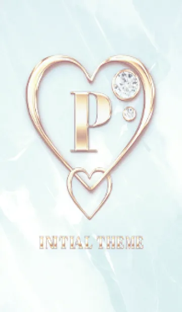 [LINE着せ替え] 【 P 】 Heart Charm & Initial - Blue 2の画像1