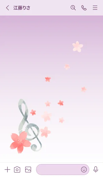 [LINE着せ替え] さくらとト音記号 薄い紫の画像2