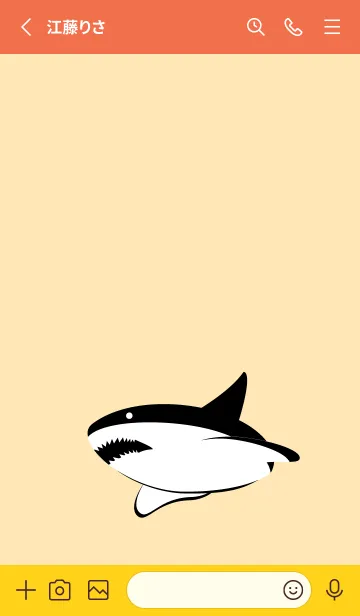 [LINE着せ替え] モノクロのサメ2 赤と黄色の画像2