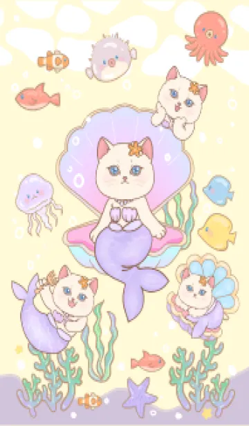 [LINE着せ替え] Cat mermaid summer 6の画像1