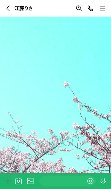 [LINE着せ替え] 幸せ桜と青空の着せかえ/グリーン/ホワイトの画像2