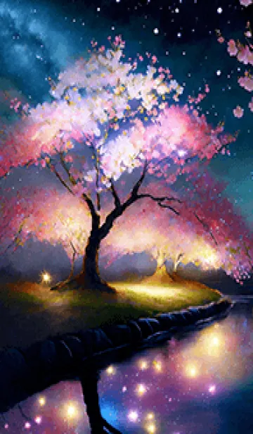 [LINE着せ替え] 美しい夜桜の着せかえ#497の画像1