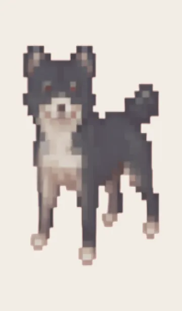 [LINE着せ替え] 黒い犬のドット絵のきせかえ Brown 02の画像1