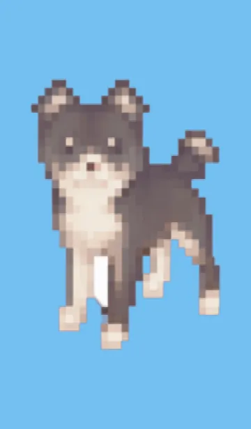 [LINE着せ替え] 黒い犬のドット絵のきせかえ Blue 05の画像1