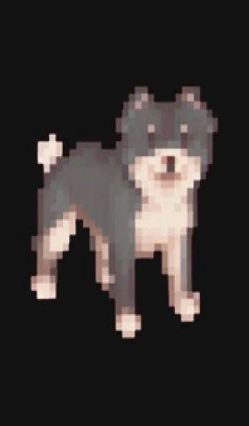 [LINE着せ替え] 黒い犬のドット絵のきせかえ BW 02の画像1