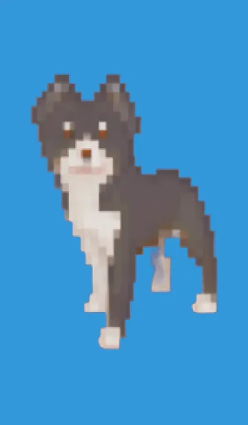 [LINE着せ替え] 黒い犬のドット絵のきせかえ Blue 02の画像1