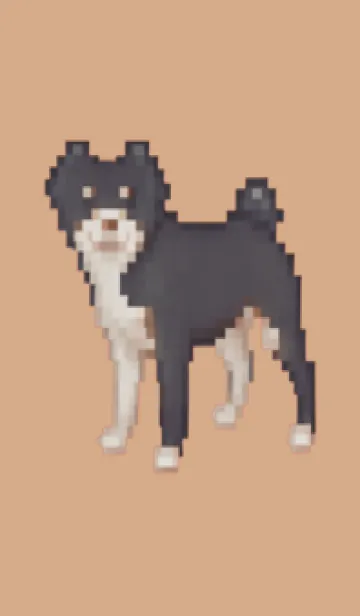 [LINE着せ替え] 黒い犬のドット絵のきせかえ Beige 02の画像1