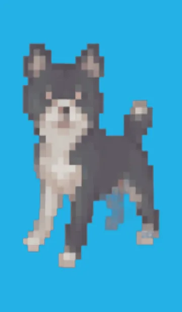 [LINE着せ替え] 黒い犬のドット絵のきせかえ Blue 04の画像1