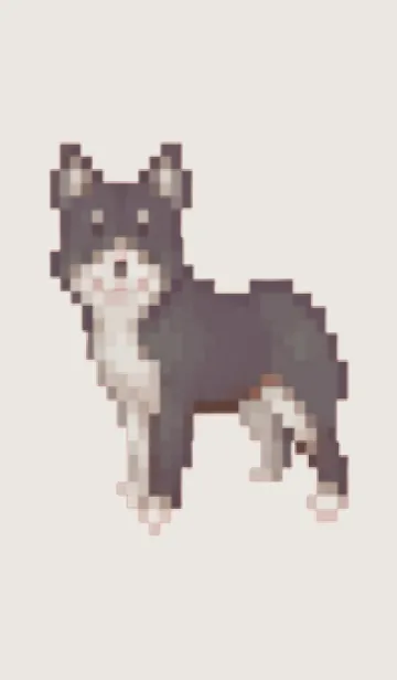 [LINE着せ替え] 黒い犬のドット絵のきせかえ Beige 01の画像1