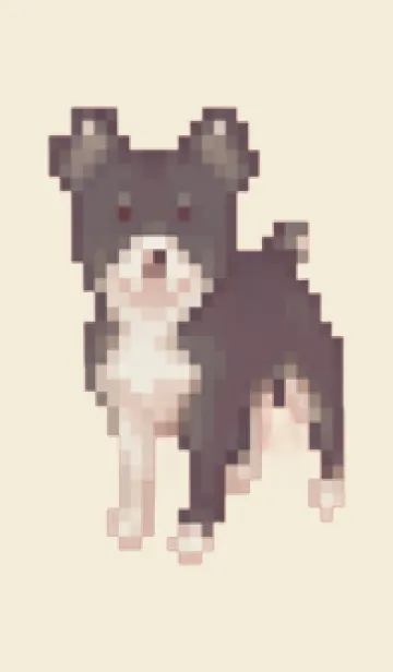 [LINE着せ替え] 黒い犬のドット絵のきせかえ Beige 03の画像1