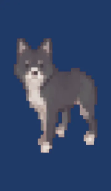 [LINE着せ替え] 黒い犬のドット絵のきせかえ Beige 05の画像1