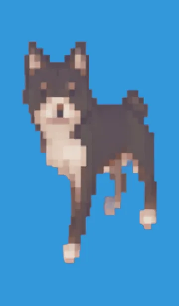 [LINE着せ替え] 黒い犬のドット絵のきせかえ Blue 01の画像1