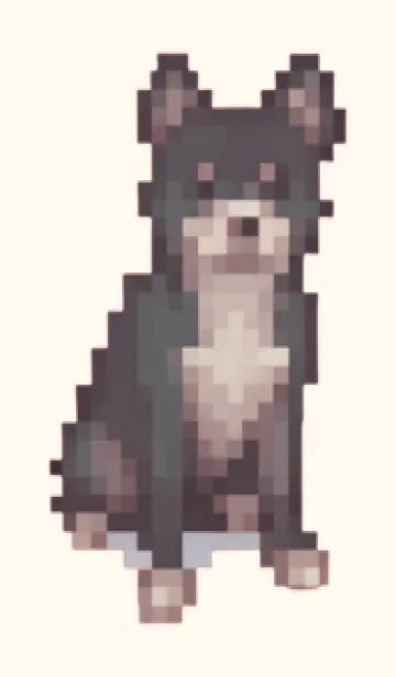 [LINE着せ替え] 黒い犬のドット絵のきせかえ Brown 04の画像1