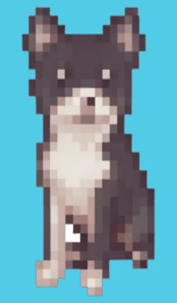 [LINE着せ替え] 黒い犬のドット絵のきせかえ Blue 03の画像1