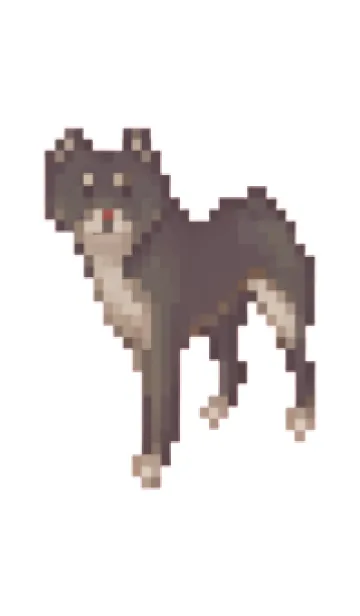 [LINE着せ替え] 黒い犬のドット絵のきせかえ BW 04の画像1