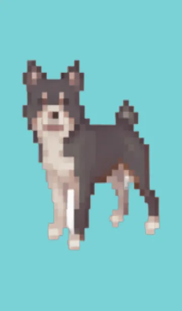 [LINE着せ替え] 黒い犬のドット絵のきせかえ Beige 04の画像1