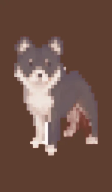 [LINE着せ替え] 黒い犬のドット絵のきせかえ Brown 01の画像1