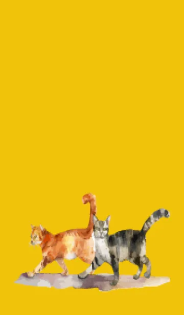 [LINE着せ替え] yellow 二匹の猫の画像1