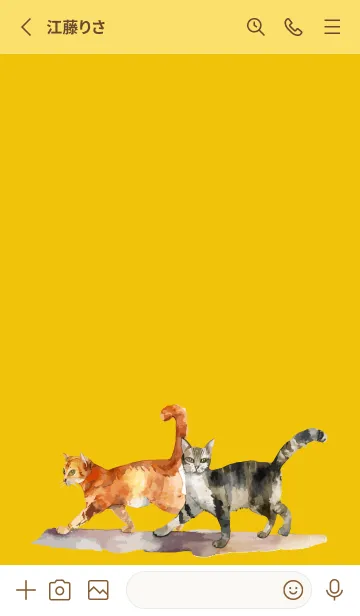 [LINE着せ替え] yellow 二匹の猫の画像2