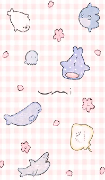 [LINE着せ替え] ベビーピンク 桜と遊ぶ魚02_1の画像1