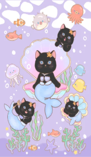[LINE着せ替え] Black cat mermaid 1の画像1
