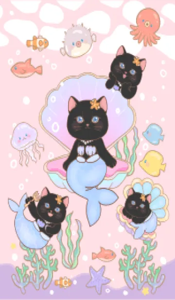 [LINE着せ替え] Black cat mermaid 4の画像1