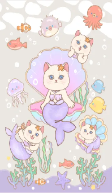[LINE着せ替え] Cat mermaid summer 8の画像1