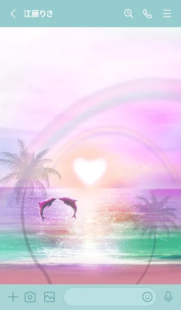 [LINE着せ替え] 恋愛運♡ハートのサンセットとイルカ4の画像2