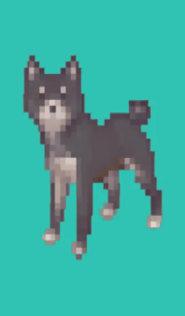 [LINE着せ替え] 黒い犬のドット絵のきせかえ Green 08の画像1