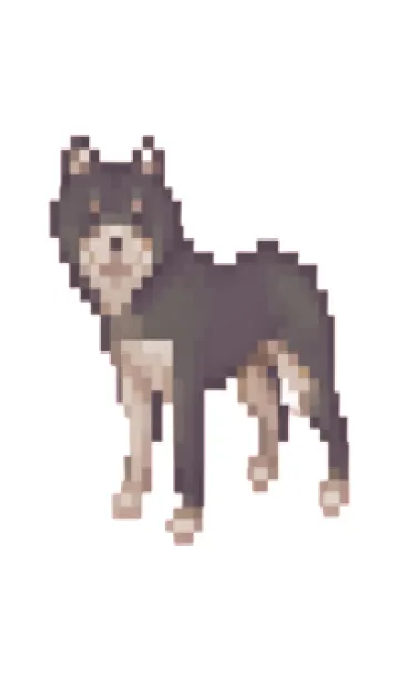 [LINE着せ替え] 黒い犬のドット絵のきせかえ Green 04の画像1