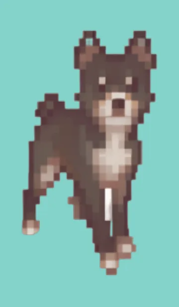 [LINE着せ替え] 黒い犬のドット絵のきせかえ Green 07の画像1