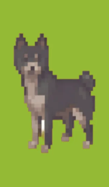 [LINE着せ替え] 黒い犬のドット絵のきせかえ Green 03の画像1