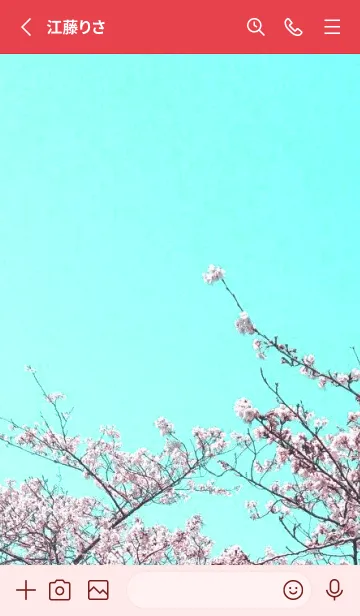 [LINE着せ替え] 幸せ桜と青空の着せかえ/ピンクレッドの画像2