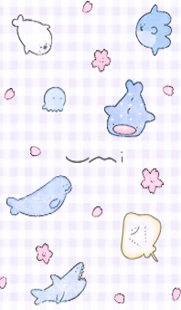 [LINE着せ替え] purple 桜と遊ぶ魚05_1の画像1