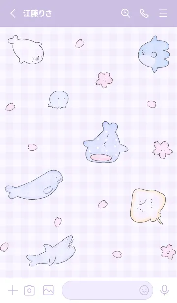 [LINE着せ替え] purple 桜と遊ぶ魚05_1の画像2
