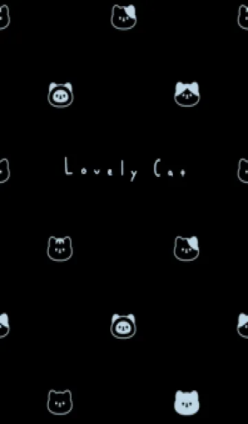 [LINE着せ替え] ねこのかお。くろと水色の画像1