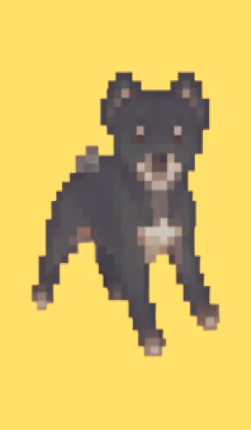 [LINE着せ替え] 黒い犬のドット絵のきせかえ Yellow 04の画像1